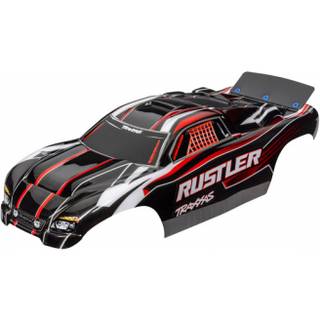 Traxxas - TRX3750 - Body, Rustler® (also fits Rustler® VXL), red & black (painted, decals applied, assembled with wing)