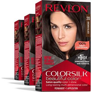 Revlon Permanent h?rfarve Permanent brunt h?r Farvefarverilk med 100% gr? d?kning Ammoniakfri keratin og aminosyrer Brune nuancer (pakke med 3)