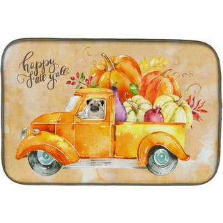 """" Caroline's Treasures CK2675DDM Fall Harvest Pug Dish-Drying-Mats 14x21 Multicolor """"
