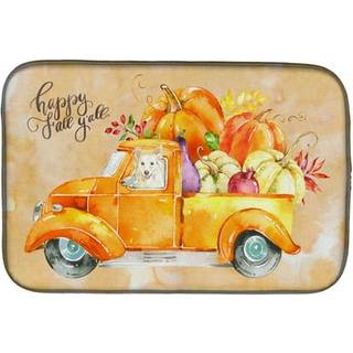 """" Caroline's Treasures CK2641DDM Fall Harvest White Collie Dish-Drying-Mats 14x21 Multicolor """"