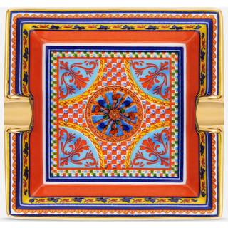 Dolce&Gabbana Casa Barware - 'Carretto Siciliano' ashtray, square, small in Multicolor 100%PORCELAIN