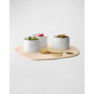 Håndlavede Snack Skåle Palette med Aske Træ Serveringsbakke, Sæt af 4.