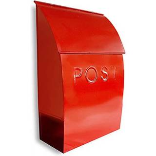 Nach Milano Pointed Red Mailbox - Rustikke postkasser til udenfor med avisindehaver - Vejrbestandig rustbeskyttet metalpostkasse med pulverlakere