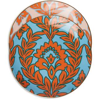 La DoubleJ Tableware - 'Pink Garland' side plates, set of two, turquoise and pink in multicolor 100% PORCELAIN