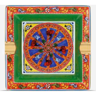Dolce&Gabbana Casa Barware - 'Carretto Siciliano' ashtray, square, medium in Multicolor 100%PORCELAIN