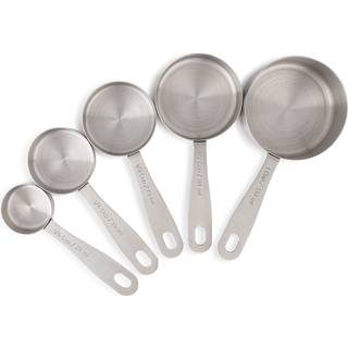 Husmait Rustfrit st?l M?lingskopper - 5 stykke tunge m?lekop s?t med opbevaringsring