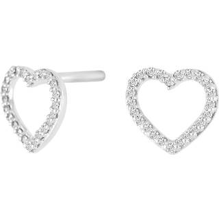 14 kt. hvidguld ørestikker hjerte m. diamanter 0,06ct