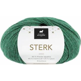 Du Store Alpakka STERK 888 Grøn Meleret Indhold:40% alpakka, 40% merinould, 20% nylon Vægt/længde: 50 g = ca. 137 meter Anbefalede pinde: 4.00 mm Strikkefasthed:10 cm = 22 m Vask: Håndvaske, max 30°C / Brug ikke skyldemiddel / Tørres fladt.