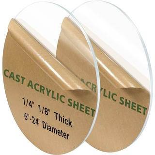 2 Antal 1/4 """" Runde plexiglasark 10 tommer diameter klar akrylcirkel rund kage disk akrylplade