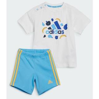 adidas Essentials T-shirt og Shorts-sæt med frugtprint Hvid/Semi Blå Burst Mel til spædbørn