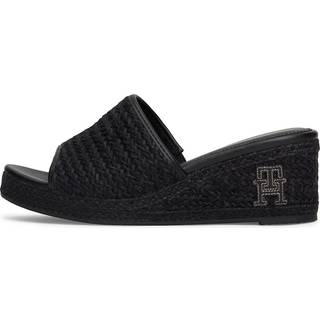 TH Monogram Linen Rope Wedge Sandals