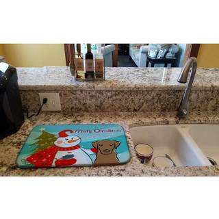 """" Caroline's Treasures Snowman med Chocolate Labrador Dish Drying Mat 14 """" """" X 21 """" """" """"