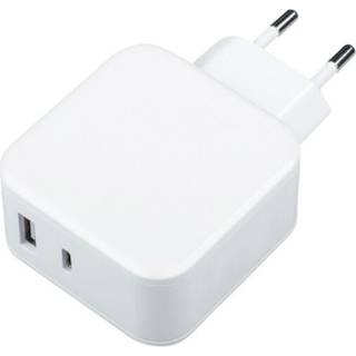 Dacota Platinum Hurtig vægoplader 2 porte USB-C/USB-A 20/12 W, hvid ➞ På lager - klar til levering og afhentning