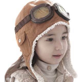 Ewanda Store Unisex Baby Kids 'Pilot Aviator Fleece Warm Hat Cap med Earmuffs (Brown)