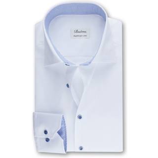 Stenströms Hvid Skjorte i twill med kontrastfarve | Herre |Herreskjorter | Slimline | Størrelse: 38 | Hvid | Solid | Lange Ærmer