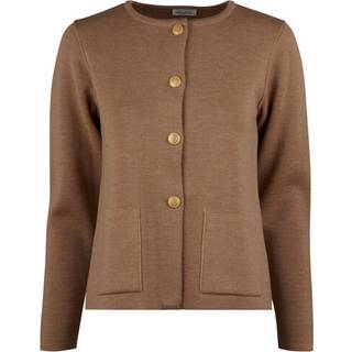 Stenströms Stina Lysebrun cardigan i merinould | Dame |Strik & Trøjer | Størrelse: XL | Lys beige | Solid | Lange Ærmer