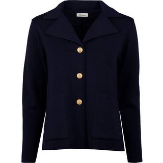 Stenströms Dea Marine blå cardigan i merinould | Dame |Strik & Trøjer | Størrelse: XS | Marine blå | Solid | Lange Ærmer