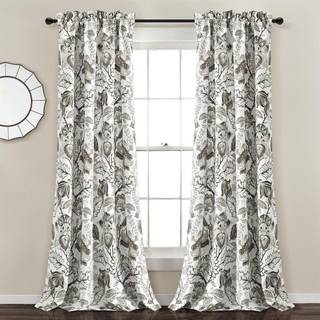 Lush Decor Cynthia Jacobean Light Filtring Window Curtain Panel Pair 84 """" L X 52 """" W Neutral