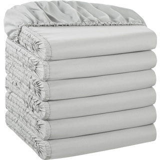 Arkwright Bulk Twin Fitted Sheets - Pack of 6 - Blød børstet mikrofiber Hypoallergenisk bundplade kun med dyb lomme -sengetøj til værter og hotel