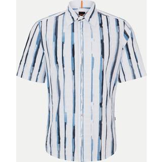 BOSS Orange Herren Kurzarmhemd blau gestreift