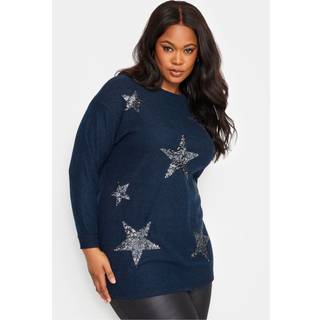 Yours Curve Yours Curve Blue Star Embellished Sweatshirt