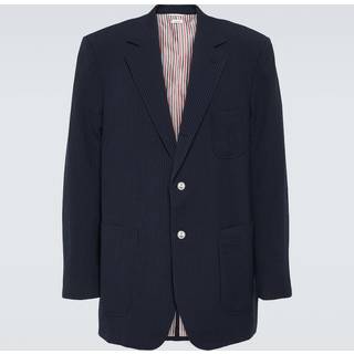 Thom Browne Seersucker wool blazer - blue - XL