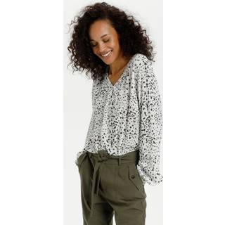 Kaffe Kadebra Amber Blouse Ls Toppe & T-Shirts 10505365 Chalk/Green Watercolor Dot (36)