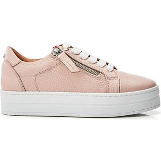 Moda in Pelle Moda in Pelle Natural Abbiy Chunky Slab Sole Side Zip Leather Lace Up Trainers
