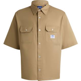 HUGO Ekyno Short Sleeve Shirt Medium Beige