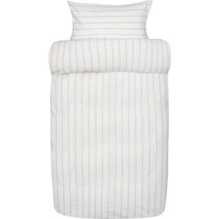 Vævet krepp sengetøj - Hvidt stribet sengesæt i 100% blød bomuld - 140x200 cm - Bæk og bølge sengelinned - Eilert - Høie Of Scandinavia
