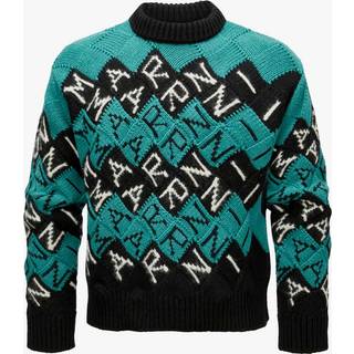 Marni Intarsia logo virgin wool sweater - black - EU 56