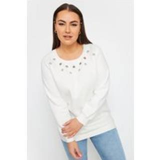 Yours Curve Yours Curve White Eyelet Detail Sweatshirt