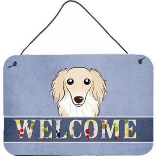 """" Caroline's Treasures BB1398DS812 Longhair Creme Dachshund Velkomstvæg eller Door Hanging Prints 8 X 12 """" ""Multicolor"" ""