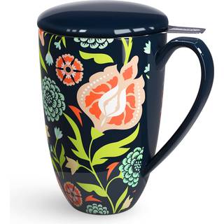 Immaculife Tea Cup med Infuser och lock Tea mugg med locket Teaware med filter stor kapacitet 16oz marinblå