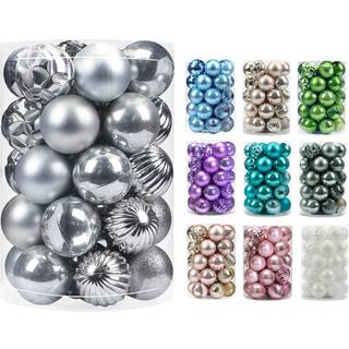 AMS 34CT Christmas Ball Mini Ornamenter Party Decorations Shatternsof Festival Pendant Hangings til Xmas Tree Decor (1,57 ''/40mm s?lv)