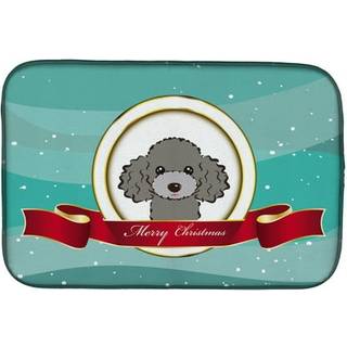 """" Caroline's Treasures Silver Grey Poodle Merry Christmas Dish Drying Mat 14 X 21 """"