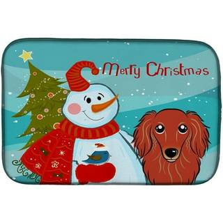 """" Caroline's Treasures Snowman med Longhair Red Dachshund Dish Drying Mat 14 """" """" X 21 """" """" """"