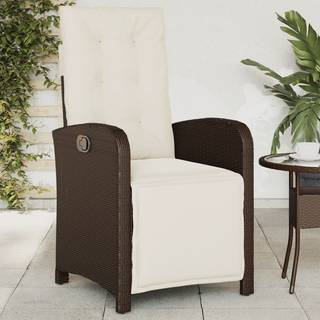 havestol med lænefunktion og fodstøtte polyrattan brun