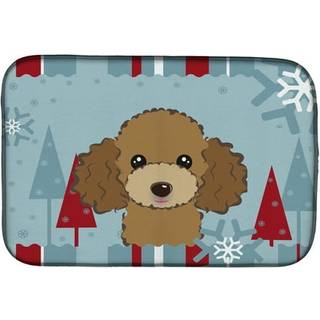 Winter Holiday Chocolate Brown Poodle Dish Tørring Mat BB1752DDM