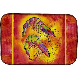 """" Carolines skatte lyse rejer på rød skål tørringsmåt 14 x 21 flerfarvet """"