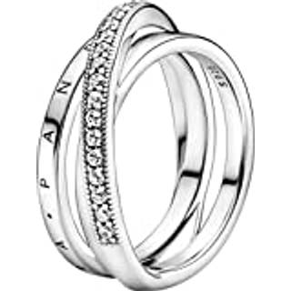 Pandora 199057C01 Damen-Ring Silber Dreifach Gekreuzte Pavé Schienen