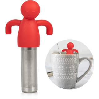 Te infuser s?d te sil til l?s te rustfrit st?l fin mesh te kugle stejlere med silikone l?g til krus og kop r?d