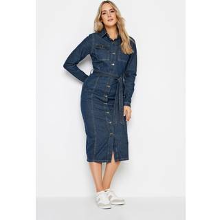 Long Tall Sally Long Tall Sally Blue 100% Cotton Tie Waist Denim Dress