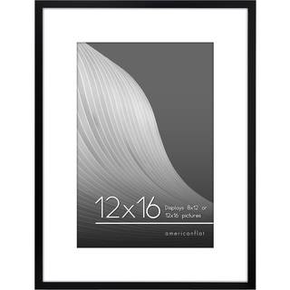 AMERICANFLAT 12X16 Billedramme med poleret plexiglass - Brug som 8x12 ramme med Mat eller 12x16 ramme uden Mat - Streamline Collection - tynd fot