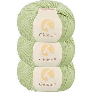 Gisimo 100% Merino uldgarn 6-lag luksuriøst og blødt garn til håndstrikning og hækling 1,76 oz/50g 127 yds/116 meter (Tender Green 3 bolde)
