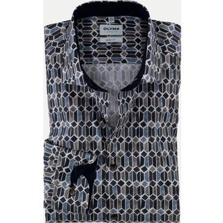 OLYMP Herren Hemd beige,blau gemustert