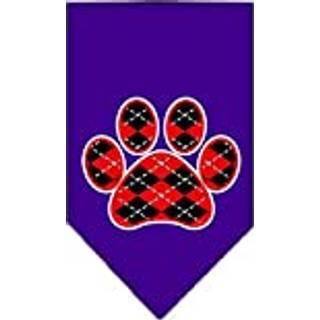 Argyle Paw Red Screen Print Bandana Purple Large