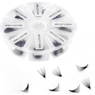 Premade fans Kort STEM 500 PCS 20D ?jenvippeforl?ngelser 0,07 mm C/D Curl 13-20mm Blandet Wendy-vipper Russisk volumen Foruddannet vipperudvidels