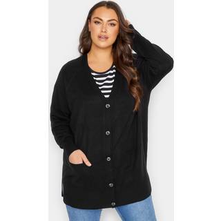 Yours Curve Yours Curve Black Boyfriend Button Through Cardigan