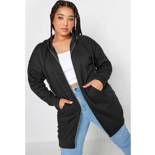 Yours Curve Yours Curve Black Longline Zip Through Hoodie